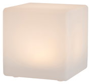 Solar Würfelleuchte 30x30cm, leuchtender Würfel aus seitlicher Perspektive