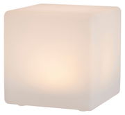 Solar Würfelleuchte 30x30cm, leuchtender Würfel aus seitlicher Perspektive