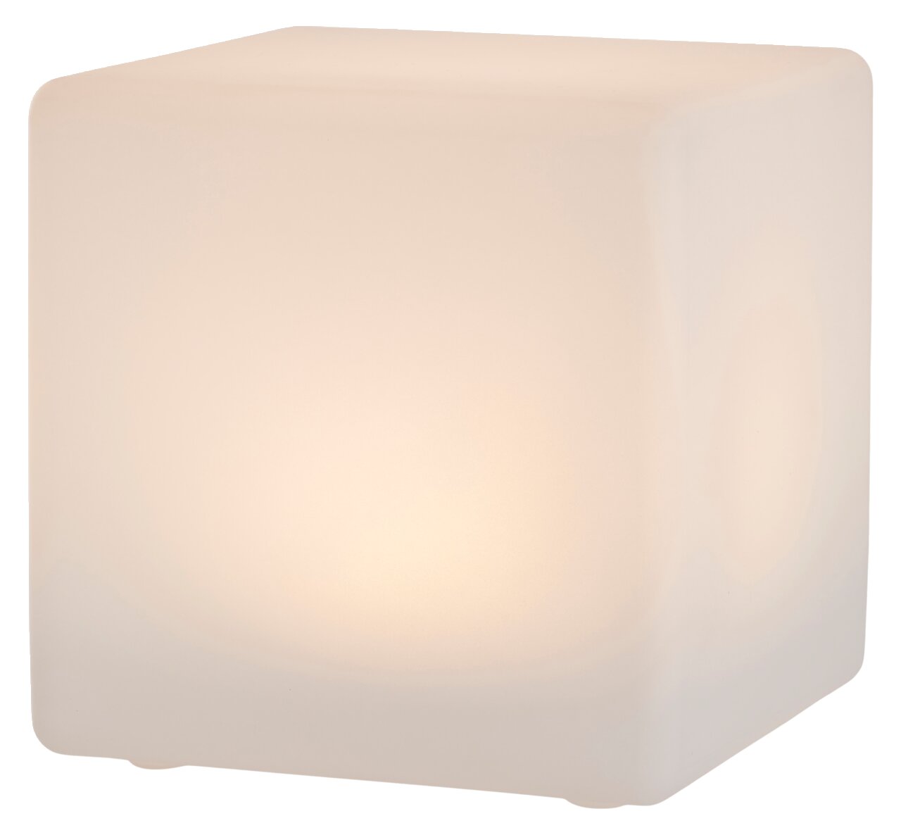 Zonne-energie kubuslamp 30 x 30 cm, verlichte kubus gezien vanaf de zijkant