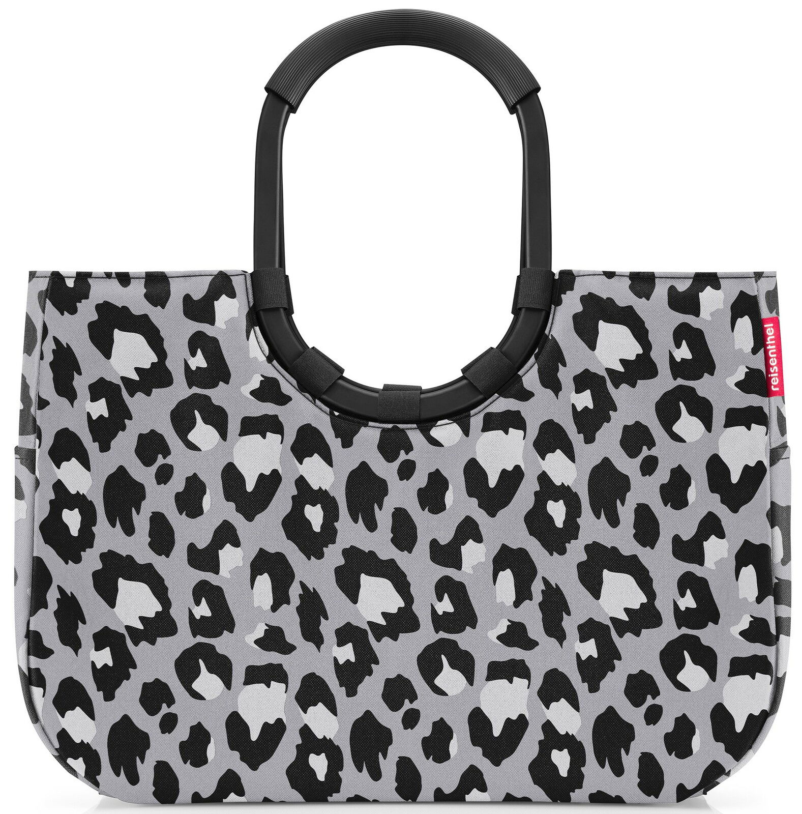 Leopardenmuster-Tasche mit schwarzem Griff, Vorderansicht