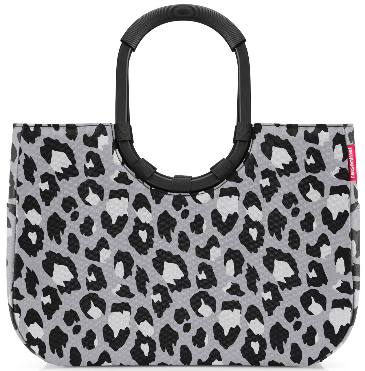 Leopardenmuster-Tasche mit schwarzem Griff, Vorderansicht