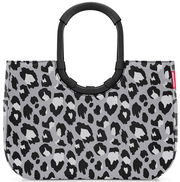 Leopardenmuster-Tasche mit schwarzem Griff, Vorderansicht