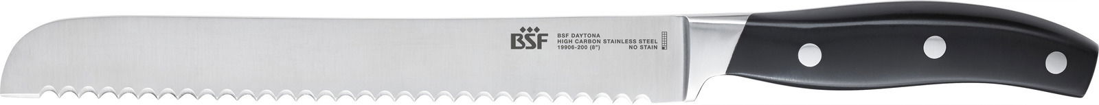 BSF Brotmesser DAYTONA Brotmesser mit Wellenschliff und schwarzem Griff, seitliche Ansicht