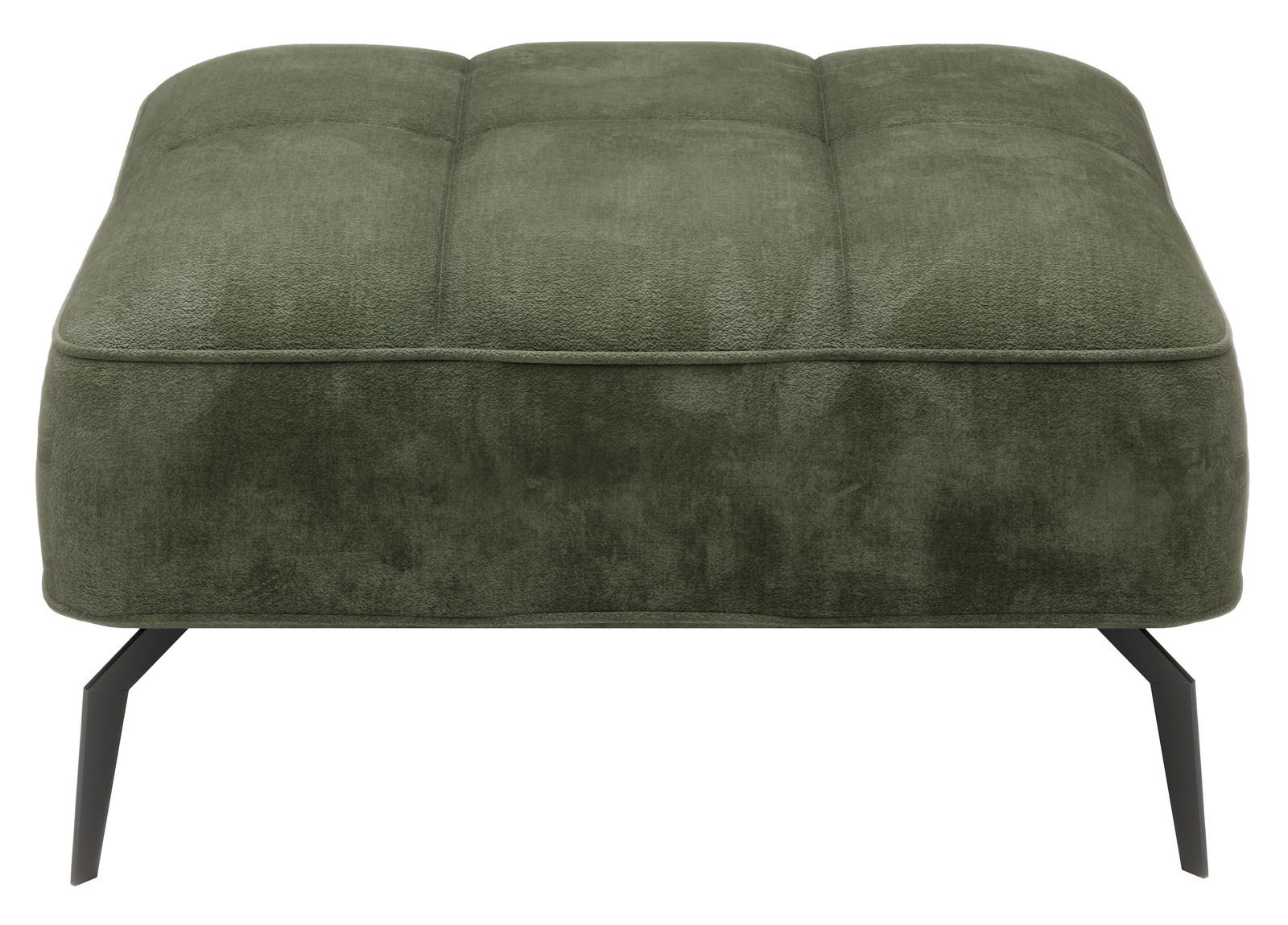 Grüner Hocker mit schwarzem Metallgestell, Vorderansicht