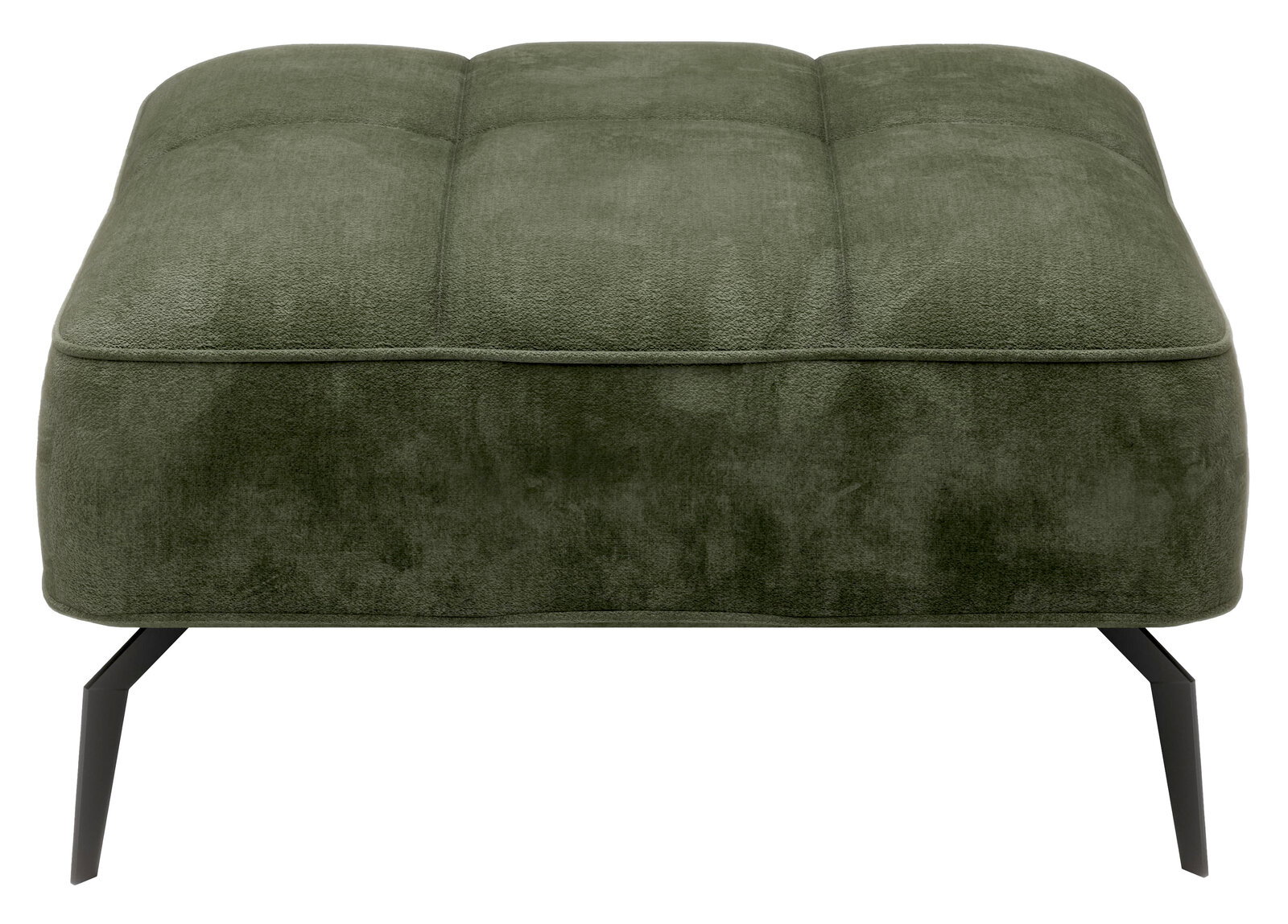 Grüner Hocker mit schwarzem Metallgestell, Vorderansicht