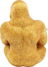 Rückansicht einer goldenen Deko-Figur eines Gorillas in Butler-Position.