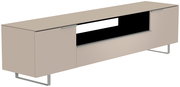 Modernes XL TV-Lowboard in Beige mit zwei Türen und offenem Fach, seitliche Perspektive
