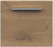 Frontansicht einer Holzschublade mit natürlicher Maserung und einem modernen, schlichten Griff.