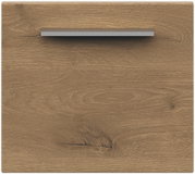 Frontansicht einer Holzschublade mit natürlicher Maserung und einem modernen, schlichten Griff.