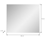 Rechteckiger Spiegel mit den Maßen 80 cm x 70 cm x 2 cm, frontal abgebildet.