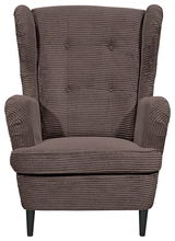 Brauner Sessel mit geripptem Stoffbezug, Frontalansicht