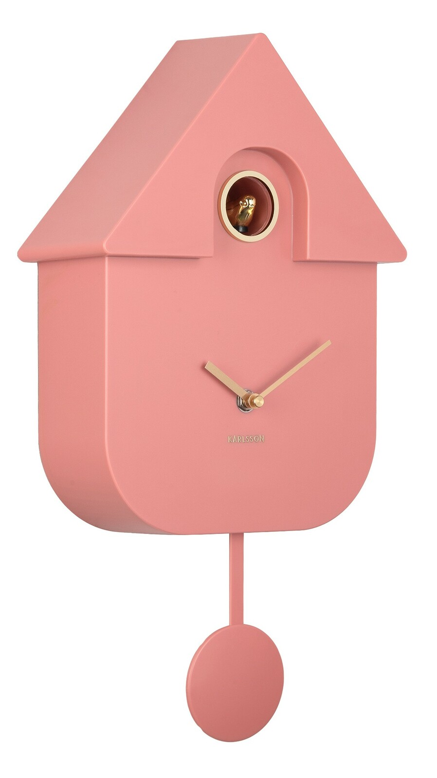 KARLSSON Wanduhr CUCKOO ORO Rosa Kuckucksuhr mit modernem Design, seitliche Perspektive