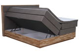 Boxspringbett Moderano EMMA mit hochgeklappter Matratze und Stauraum, seitliche Perspektive