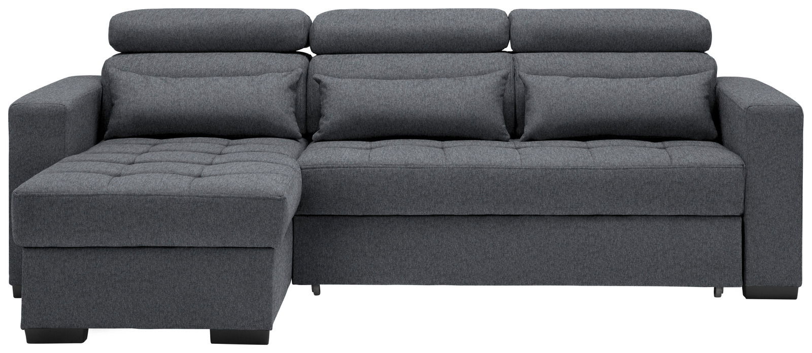 Graues Ecksofa mit Ottomane links, Vorderansicht