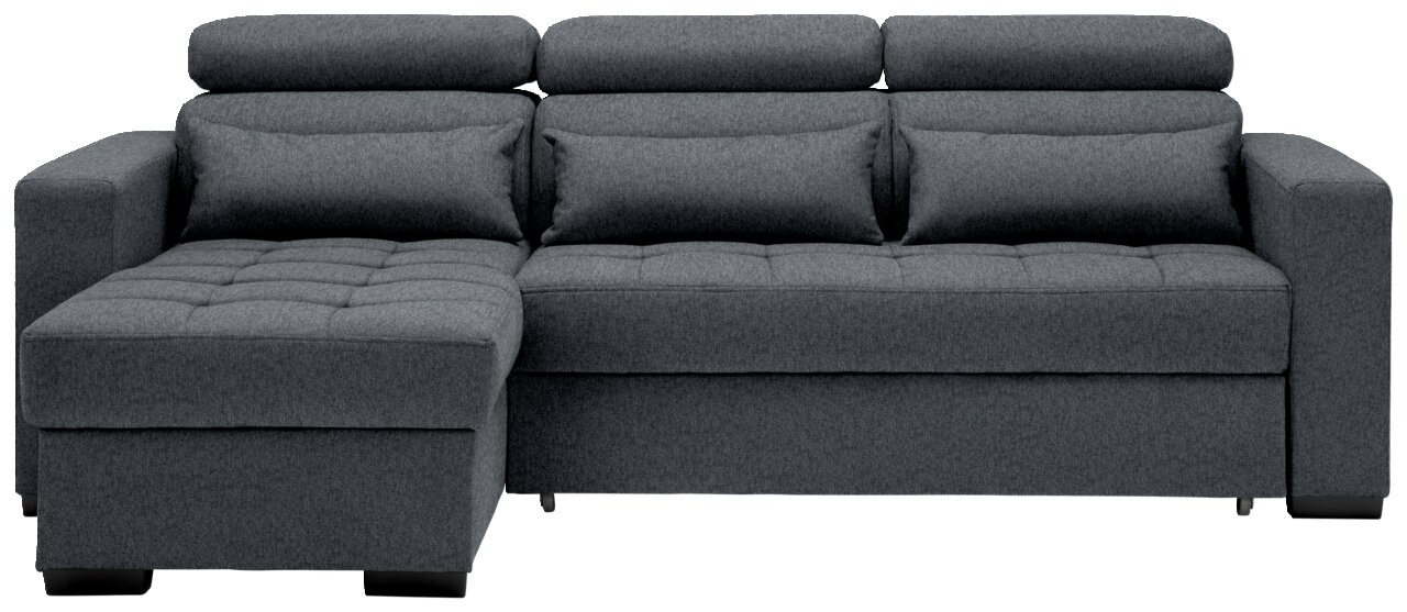 Graues Ecksofa mit Ottomane links, Vorderansicht