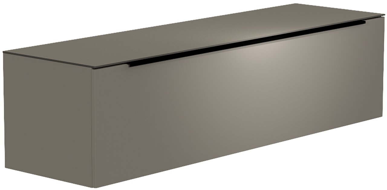 Moderano Hänge-Lowboard BORMIO Moderano Hänge-Lowboard Serie BORMIO in seitlicher Perspektive, modernes Design in grauer Farbe.