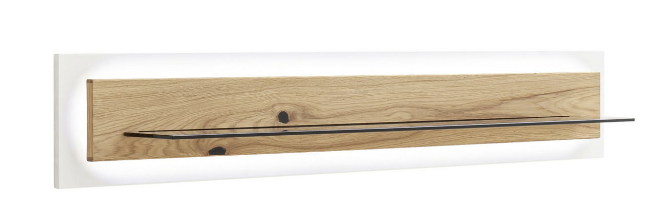 Novel Wandboard MATADI Wandboard aus Holz mit Glasablage, seitliche Perspektive