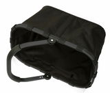 Schwarzer Einkaufskorb mit stabilem Rahmen und Tragegriff, von oben betrachtet.