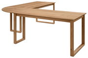 Eckschreibtischkombination aus Holz in L-Form, seitliche Perspektive
