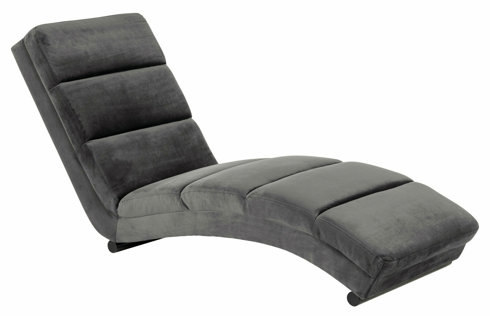 Graue Relaxliege in seitlicher Perspektive mit gepolsterten Segmenten