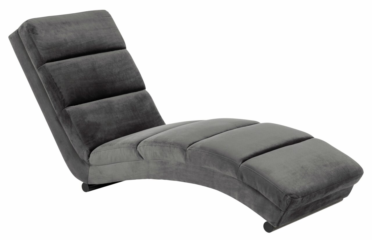 Graue Relaxliege in seitlicher Perspektive mit gepolsterten Segmenten
