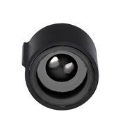 Schwarzer Wasserregler aus der Vorderansicht, zylindrische Form mit zentraler Öffnung.