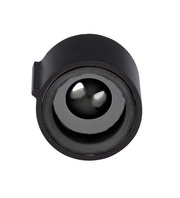 Schwarzer Wasserregler aus der Vorderansicht, zylindrische Form mit zentraler Öffnung.