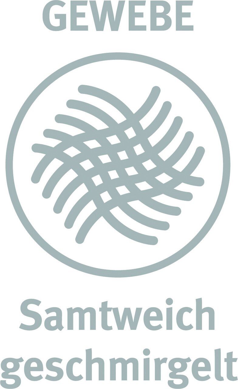 Symbol für samtweiches, geschmirgeltes Gewebe, Vorderansicht