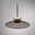 Moderne Pendelleuchte PURE Moon in seitlicher Perspektive, mit elegantem, flachem Schirm und warmem Licht.