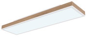 Rechteckige Deckenleuchte mit Holzrahmen, seitliche Perspektive