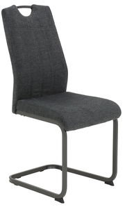 Moderner Schwingstuhl BRITTA in dunklem Stoffbezug, seitliche Perspektive