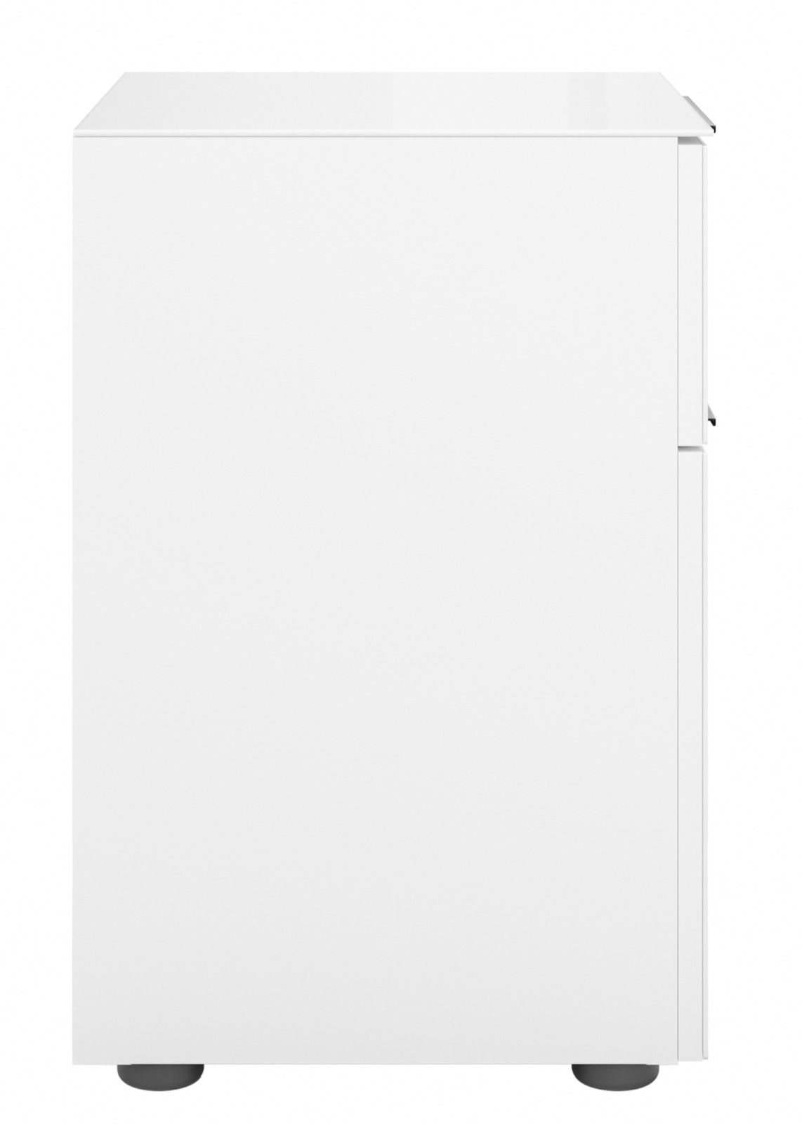 Weiße Nachtkommode, Seitenansicht