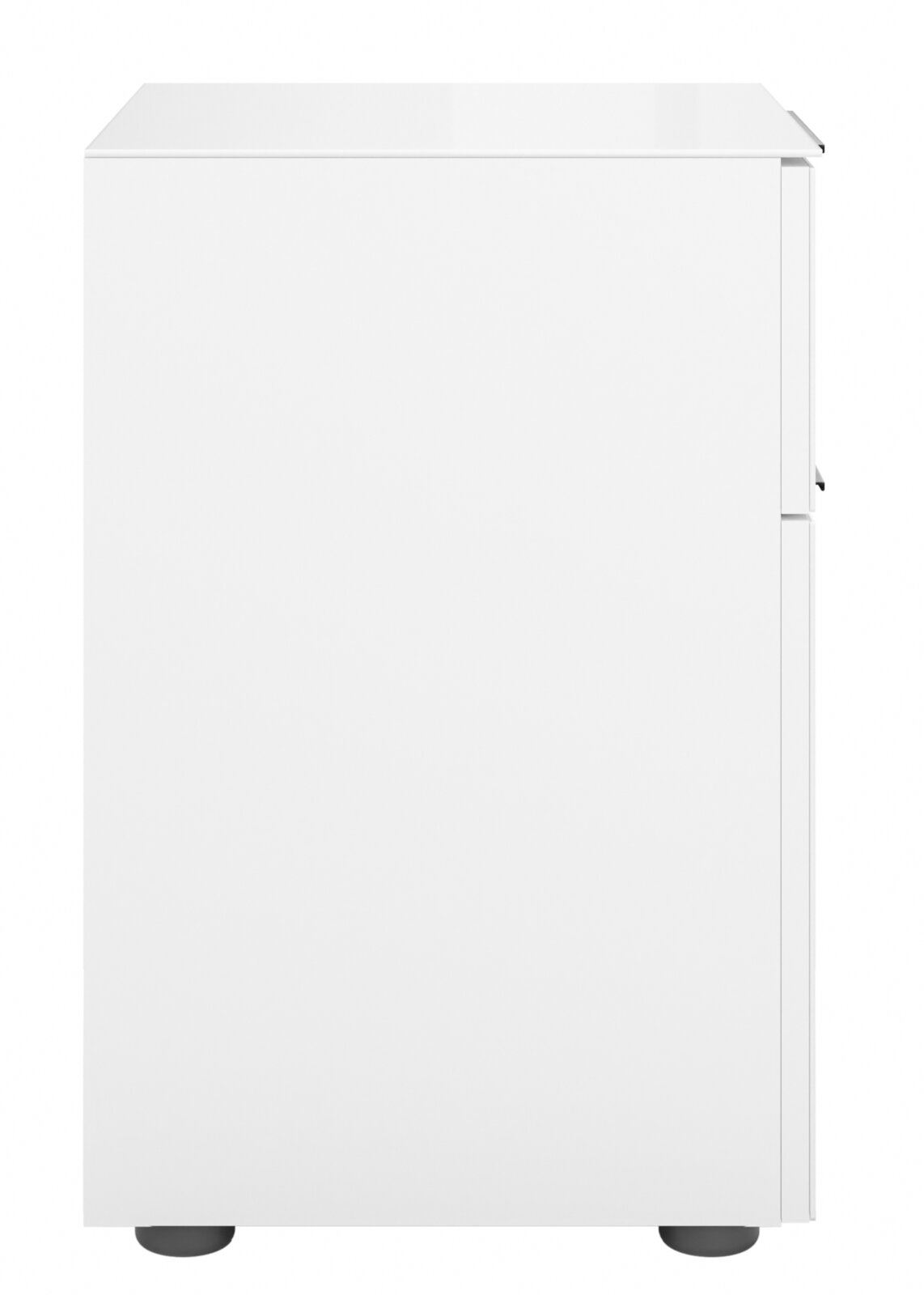 Weiße Nachtkommode, Seitenansicht