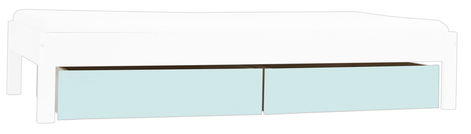 Stylife Schubladen-Set WOOBIE Schubladen-Set unter einem weißen Bettgestell, Frontansicht