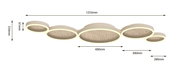 LED-plafondlamp met meerdere ronde elementen, zijaanzicht, afmetingen: 1253 mm x 554 mm x 61 mm