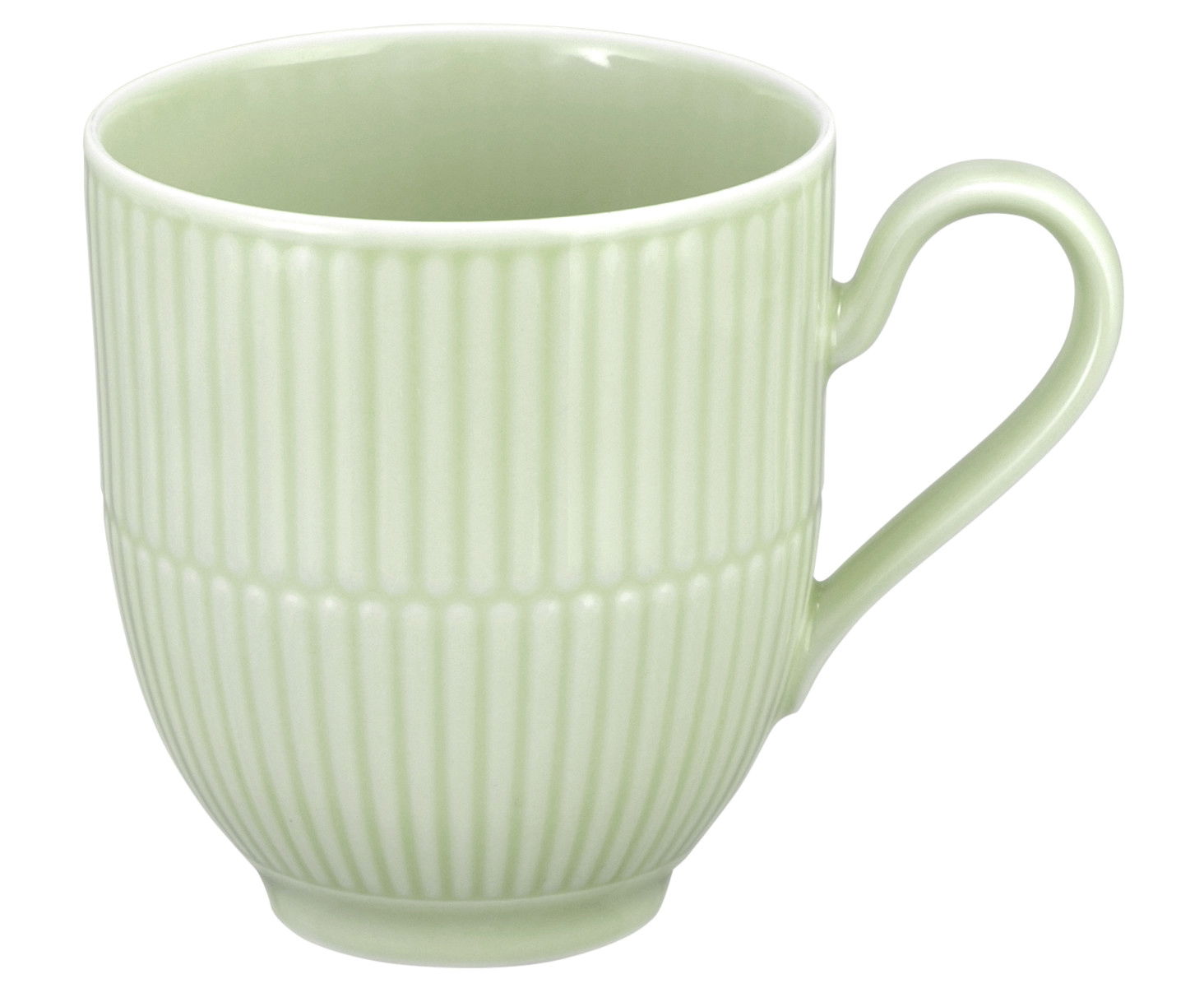 Grüner Becher mit Henkel, 0,35 l, seitliche Perspektive