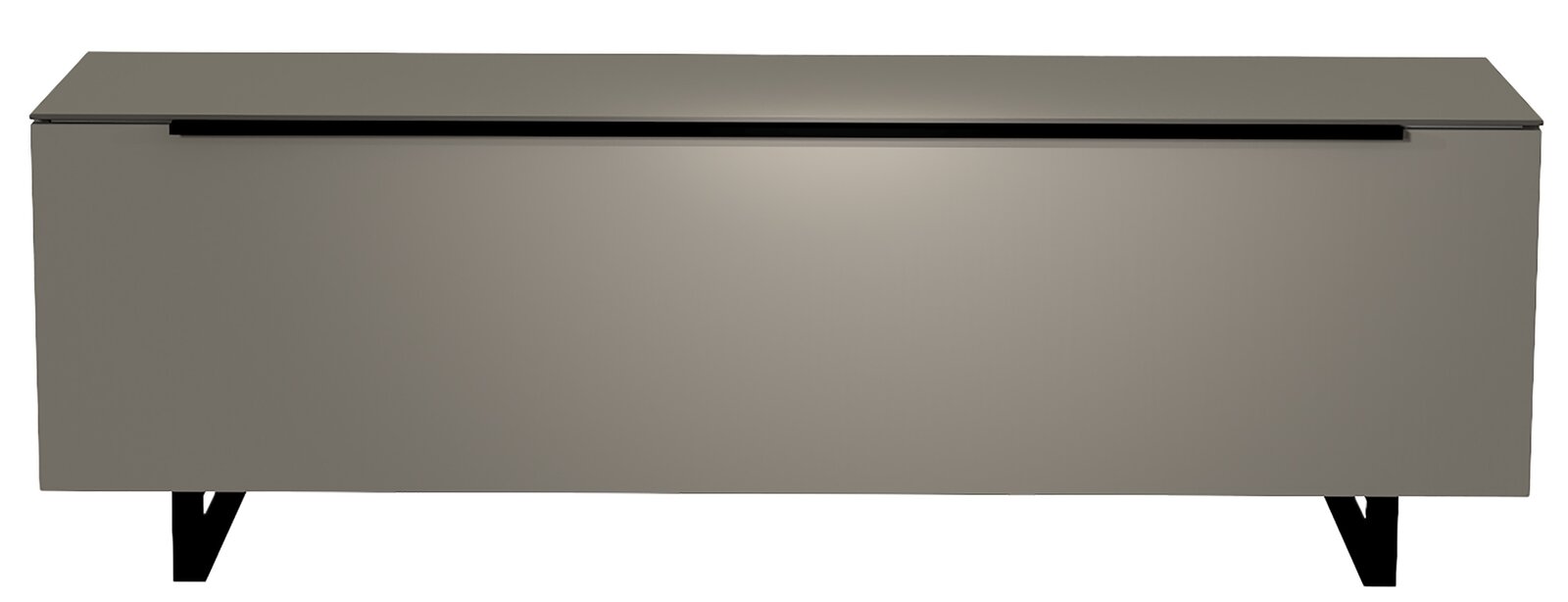 Moderano TV-Lowboard BORMIO Frontansicht eines modernen, grauen TV-Lowboards mit schwarzen Beinen.