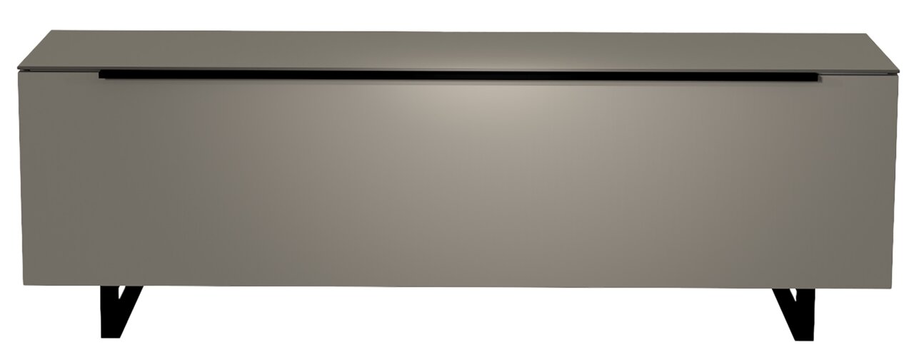 Moderano TV-Lowboard BORMIO Frontansicht eines modernen, grauen TV-Lowboards mit schwarzen Beinen.