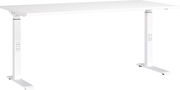 Höhenverstellbarer weißer Schreibtisch, seitliche Perspektive