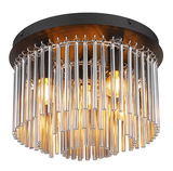 Deckenleuchte GORLEY mit hängenden Metallstäben und warmem Licht, seitliche Perspektive