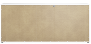 Rückansicht eines XXL-Sideboards mit weißem Rahmen und naturbelassener Rückwand.