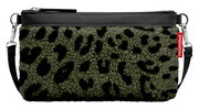 Mini Pouch mit schwarzem und olivgrünem Leopardenmuster, Vorderansicht