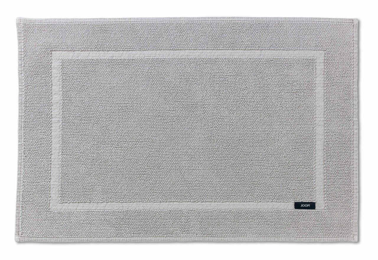 Grauer Badteppich 50 x 70 cm mit rechteckigem Muster, Draufsicht