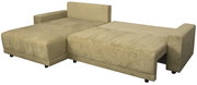 Beige Ecksofa mit ausziehbarer Liegefläche, Perspektive von schräg vorne