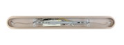 Aanzicht van onderaf op een LED-hanglamp met zichtbare bedrading en bevestiging.