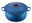 Blauer Bräter 26cm von Le Creuset, Ansicht von oben mit sichtbarem Deckel und Griffen.