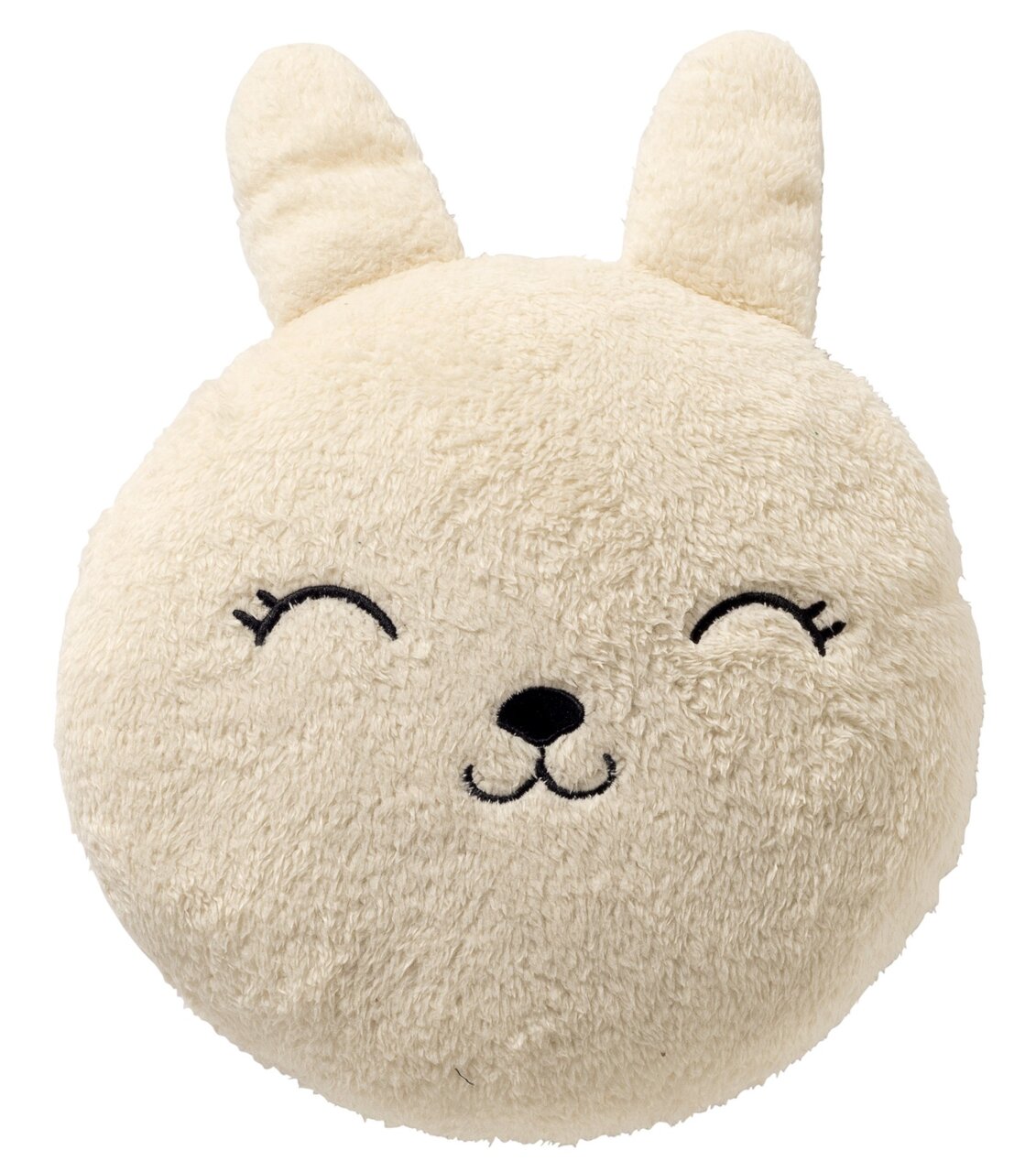 rogon Dekokissen BUNNY Dekokissen in Form eines lächelnden Tiergesichts mit Ohren, aus weichem, beigem Stoff, Frontalansicht