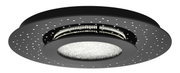 Moderne LED-Deckenleuchte mit schwarzem Gehäuse und funkelnden Details, seitliche Perspektive