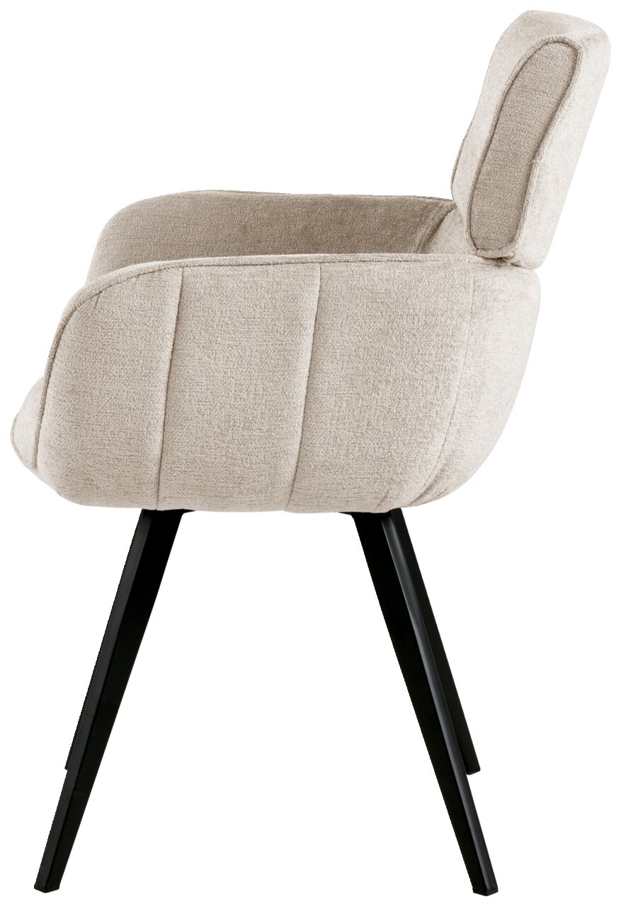 Z2 Armlehnstuhl GERIT Seitenansicht eines beigen Armlehnstuhls mit schwarzen Beinen