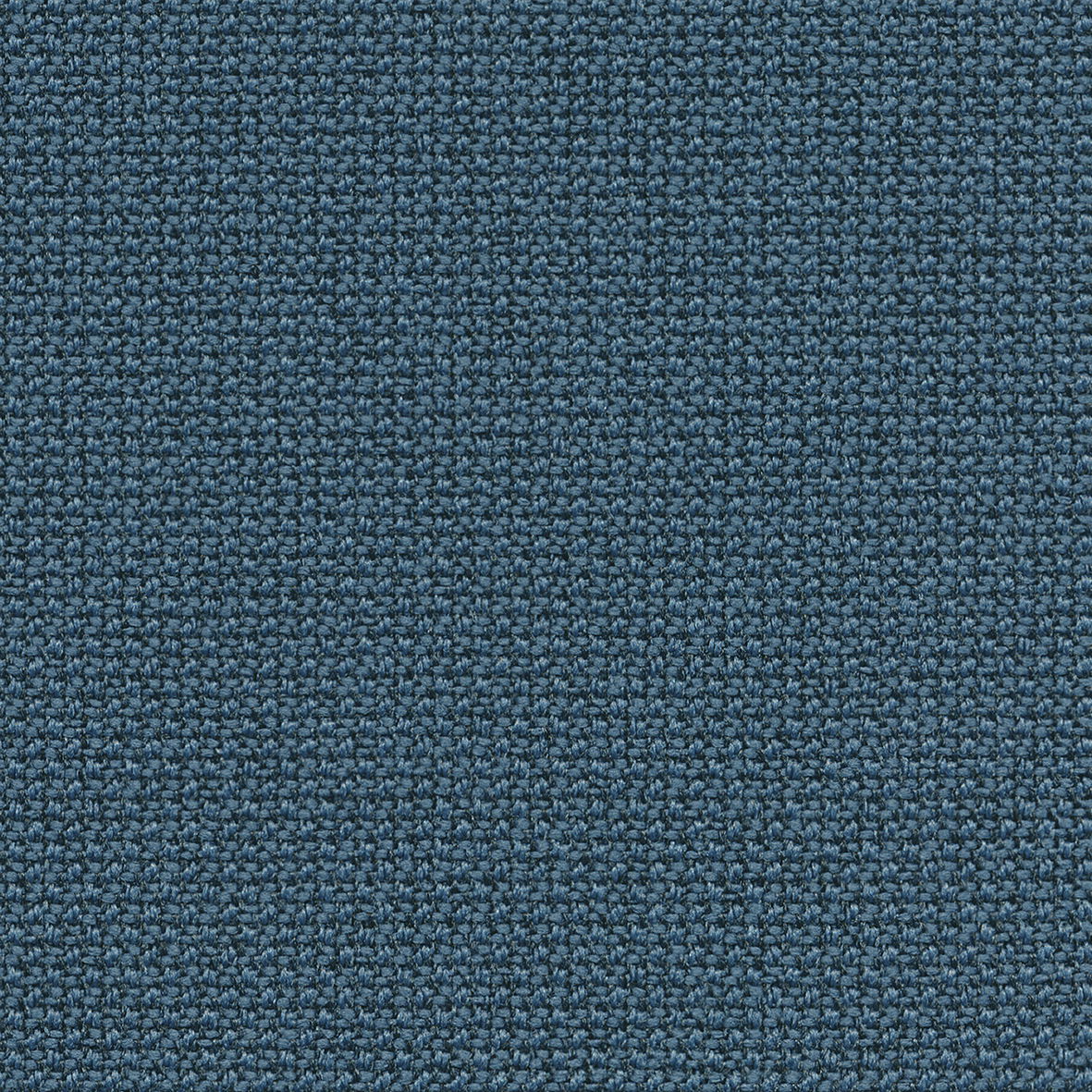 Nahaufnahme eines blauen Stoffmusters in gleichmäßiger Webstruktur, Draufsicht.